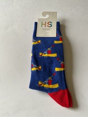HAPPY SOCKS CANOE PRINT MENS SOCKS BLUE MULTI OS NWT